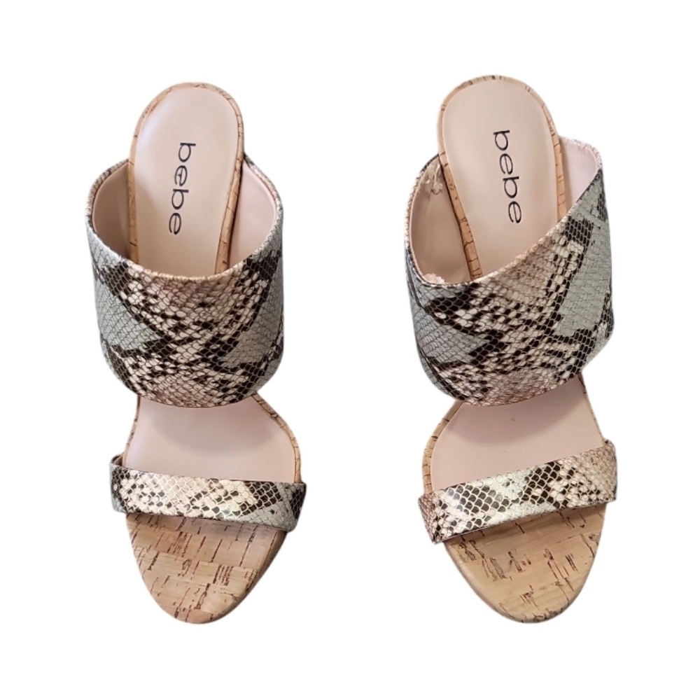Bebe Womens Snakeskin Multicolor Heels Size 8
